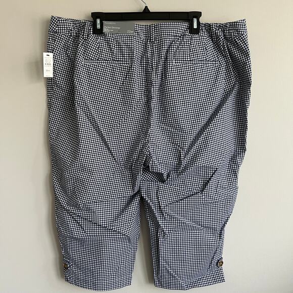 Talbots Perfect Skimmer Pedal Pusher Pants Slim Leg Navy White Check 22WP NWT - Picture 3 of 9